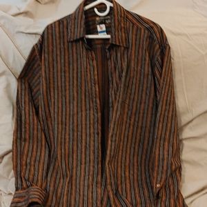 Men's point zero striped crinkle shirt
